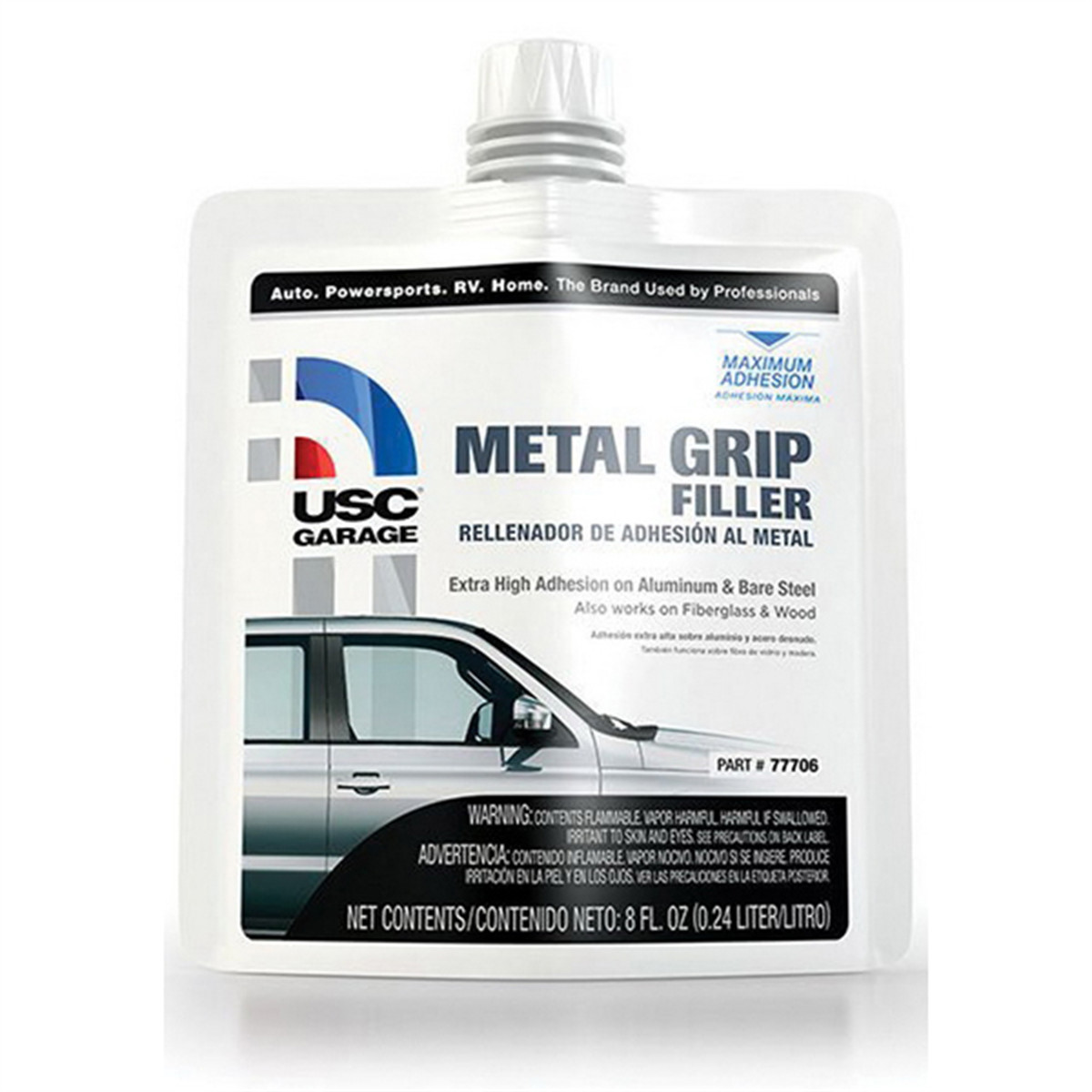 USC.77706 US Chemical 77706 Metal Grip Filler, 8 oz Pouch, Silver-Gray, Liquid