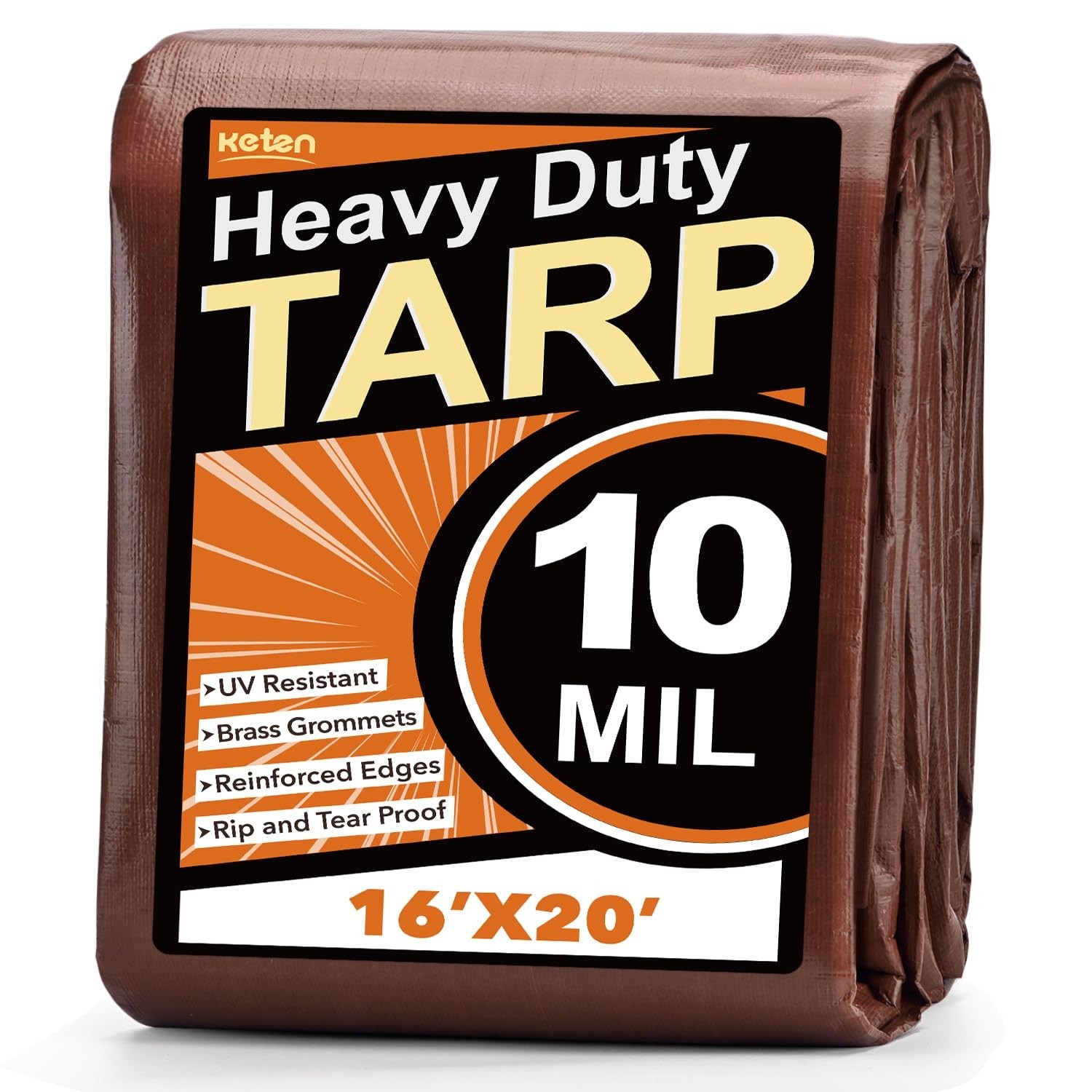 Tarps Heavy Duty Waterproof 16×20 Feet, Extra Thick 10 Mil (Brown) | Tear & F…