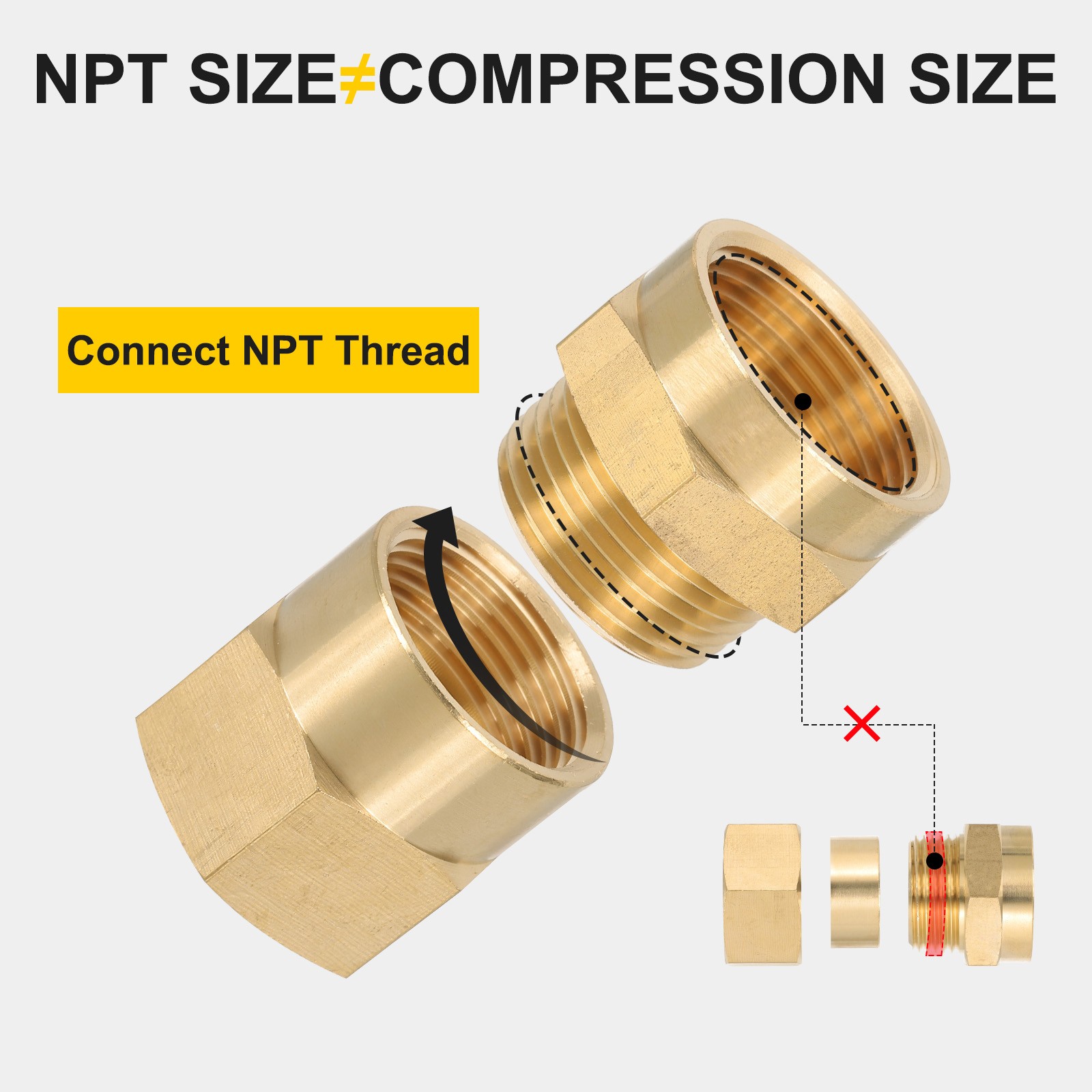 1/2″ g Female x 3/4″ NPT Female Brass Pipe Fitting with Tape for Air Gas- 1Pcs