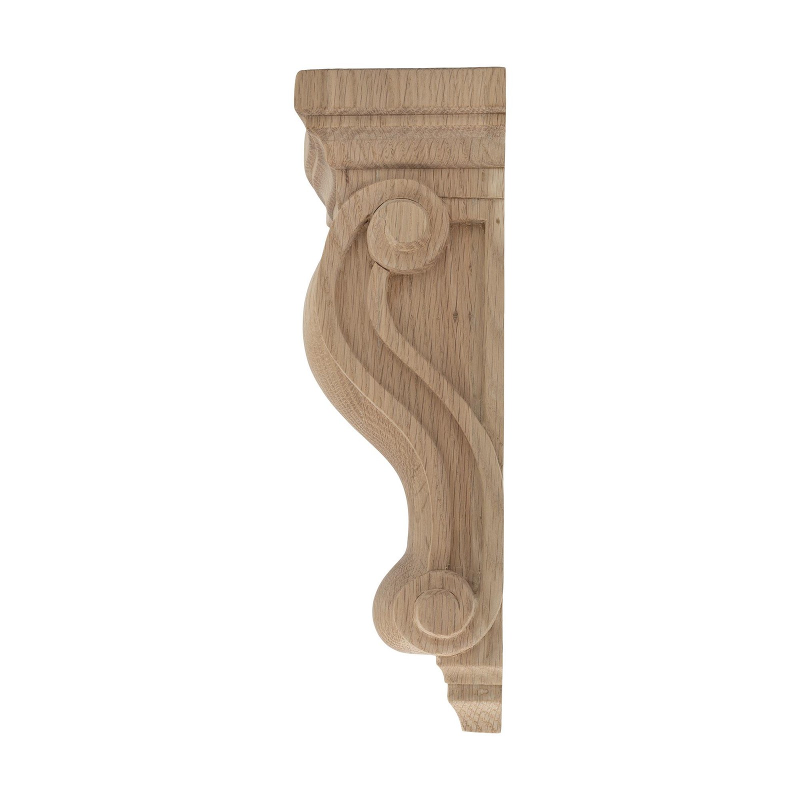 Outwater 10-1/2″ x 4-7/8″ x 3-1/2″ Unfinished Red Oak Classic Wood Corbel