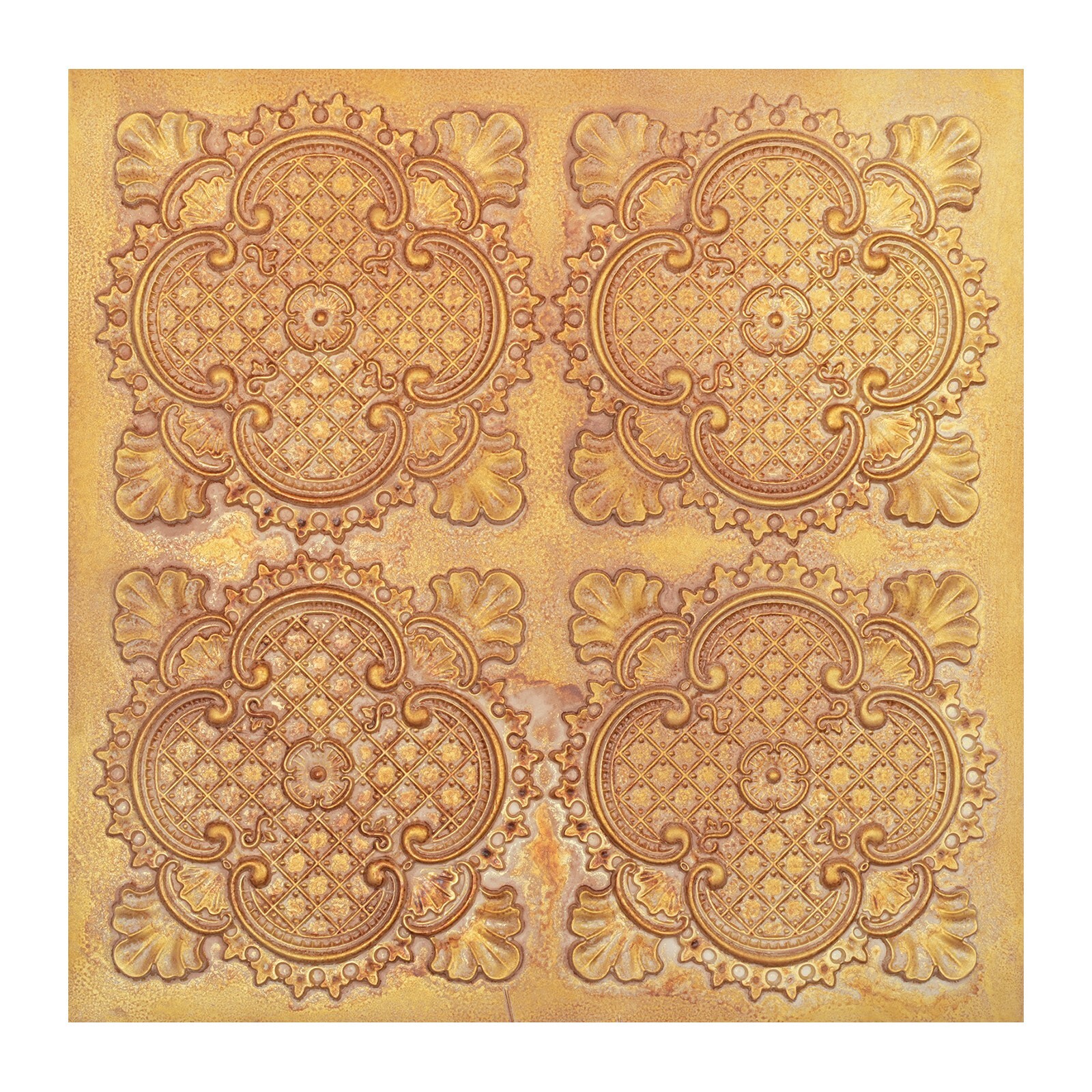 Ancient Ceiling Tiles Suspended Wall Panels 2’X2′ PL80 Vintage brown gold 10pcs