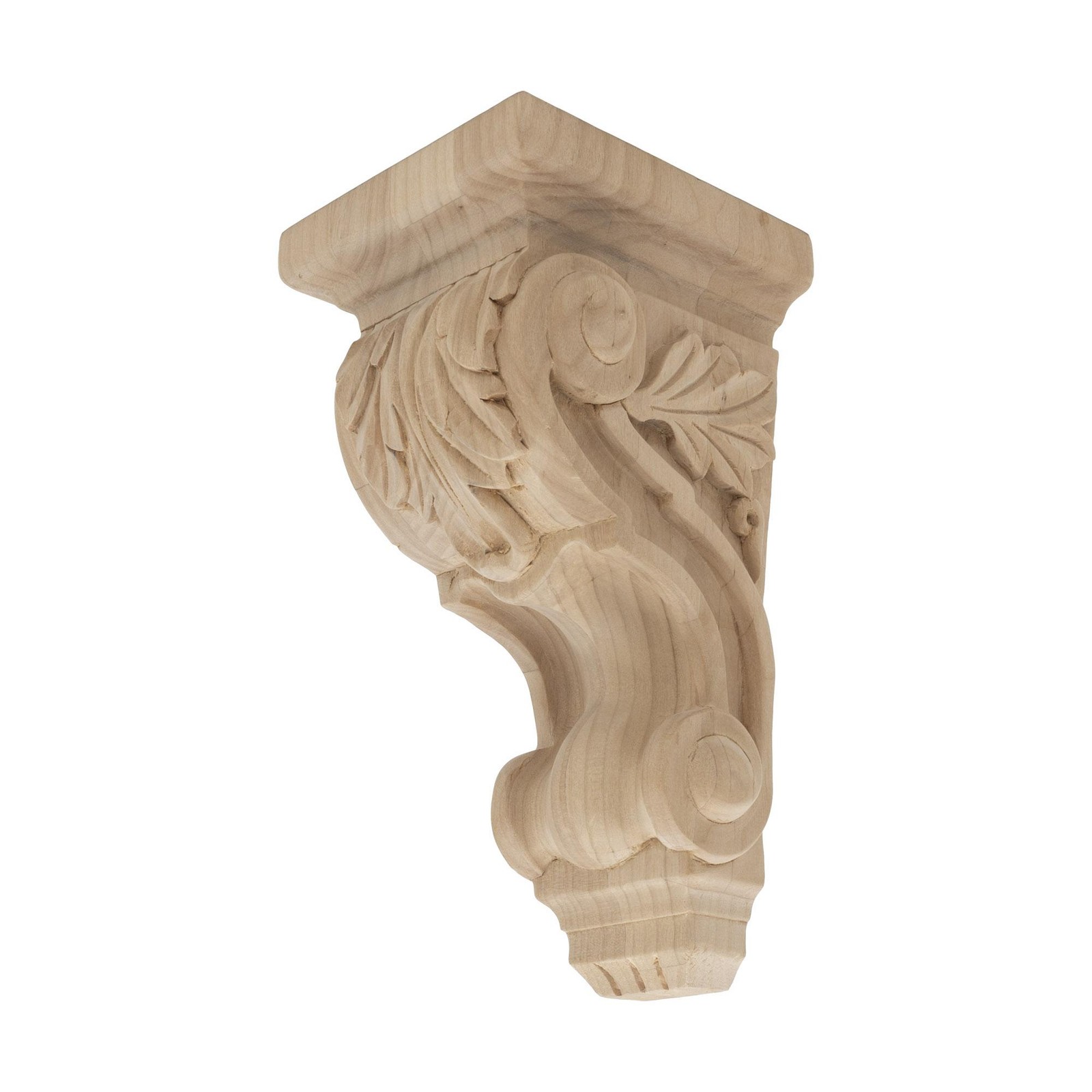 Outwater 6-3/4″ x 3-3/8″ x 3-3/4″ Unfinished Alder Acanthus Leaf Wood Corbel