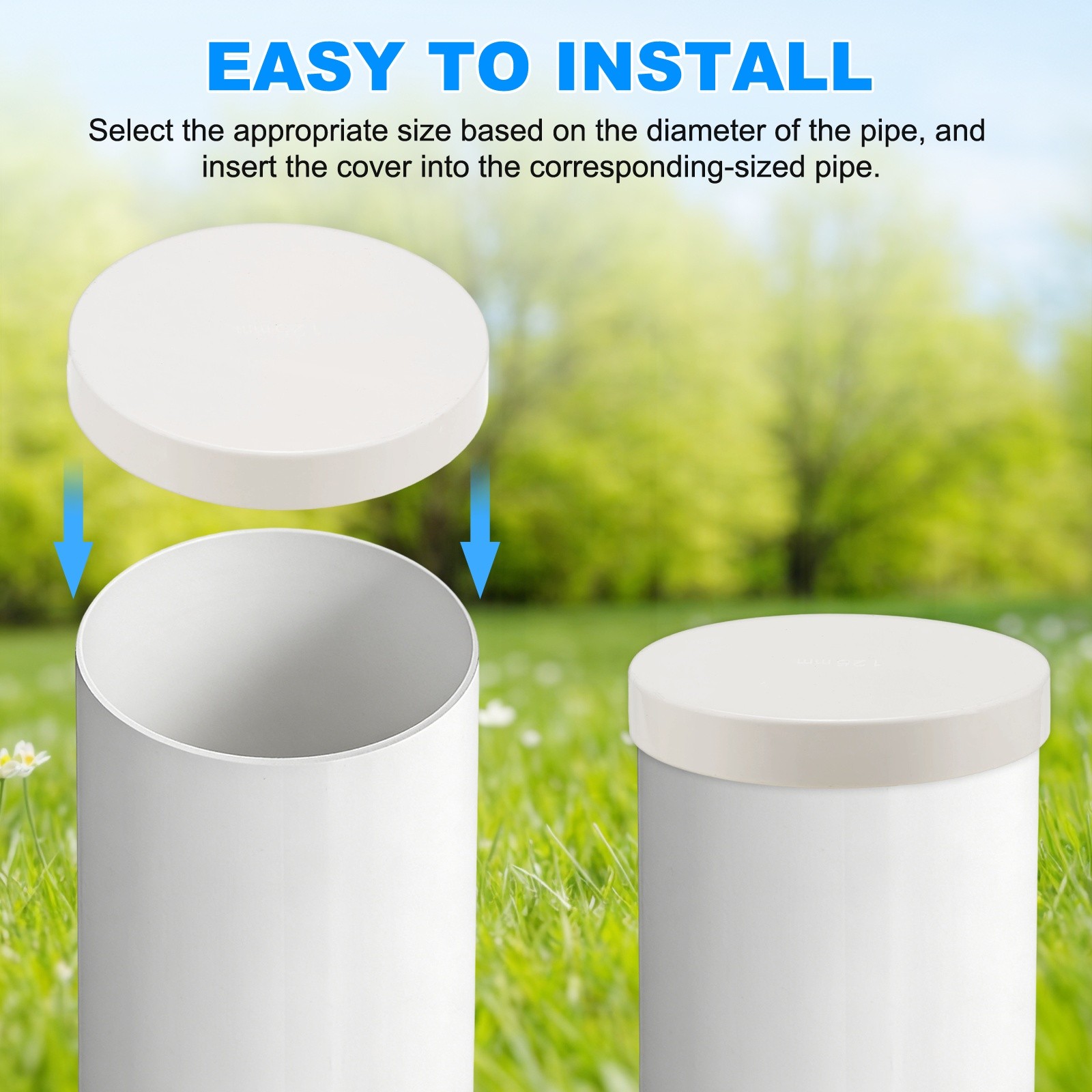 10-Pack PVC Pipe End Cap Plug, 4.9 Inch PVC Plug Coupling Pipe Fitting Socket