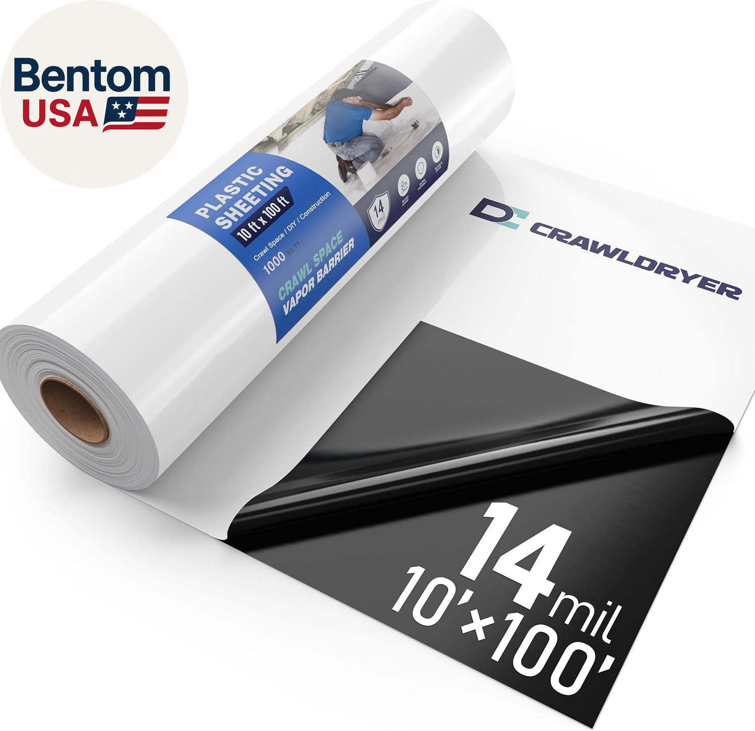 Crawl Space Vapor Barrier – 14 Mil 10′ X 100′, Vapor Barrier for Crawlspace Enca