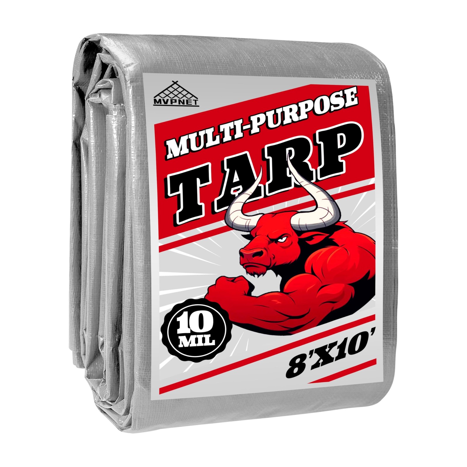 Tarp Heavy Duty 8x10ft Waterproof Tarps,10mil Uv Resistant,Multipurpose Silve…