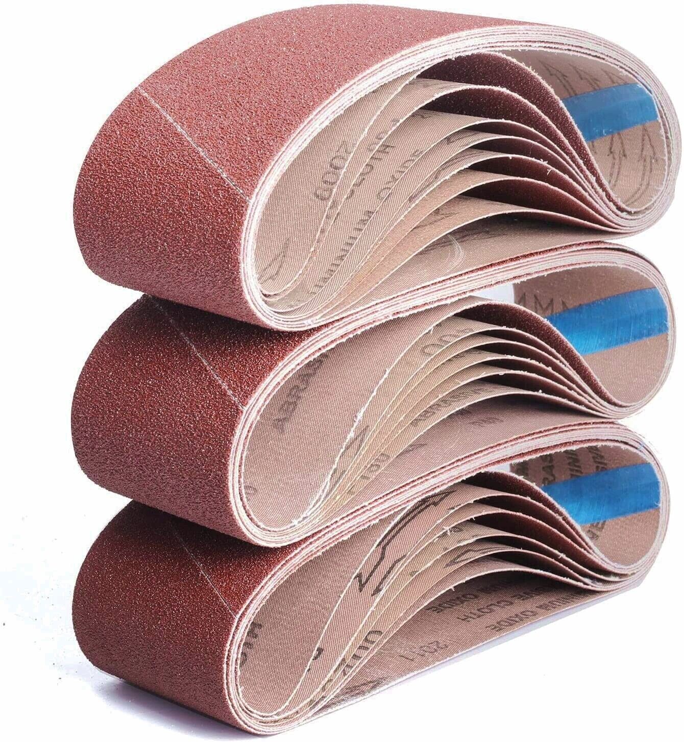 20x Mix 3″ x 24″ Sanding Belts Aluminium Oxide 40 60 80 120 Grit Sander Abrasive