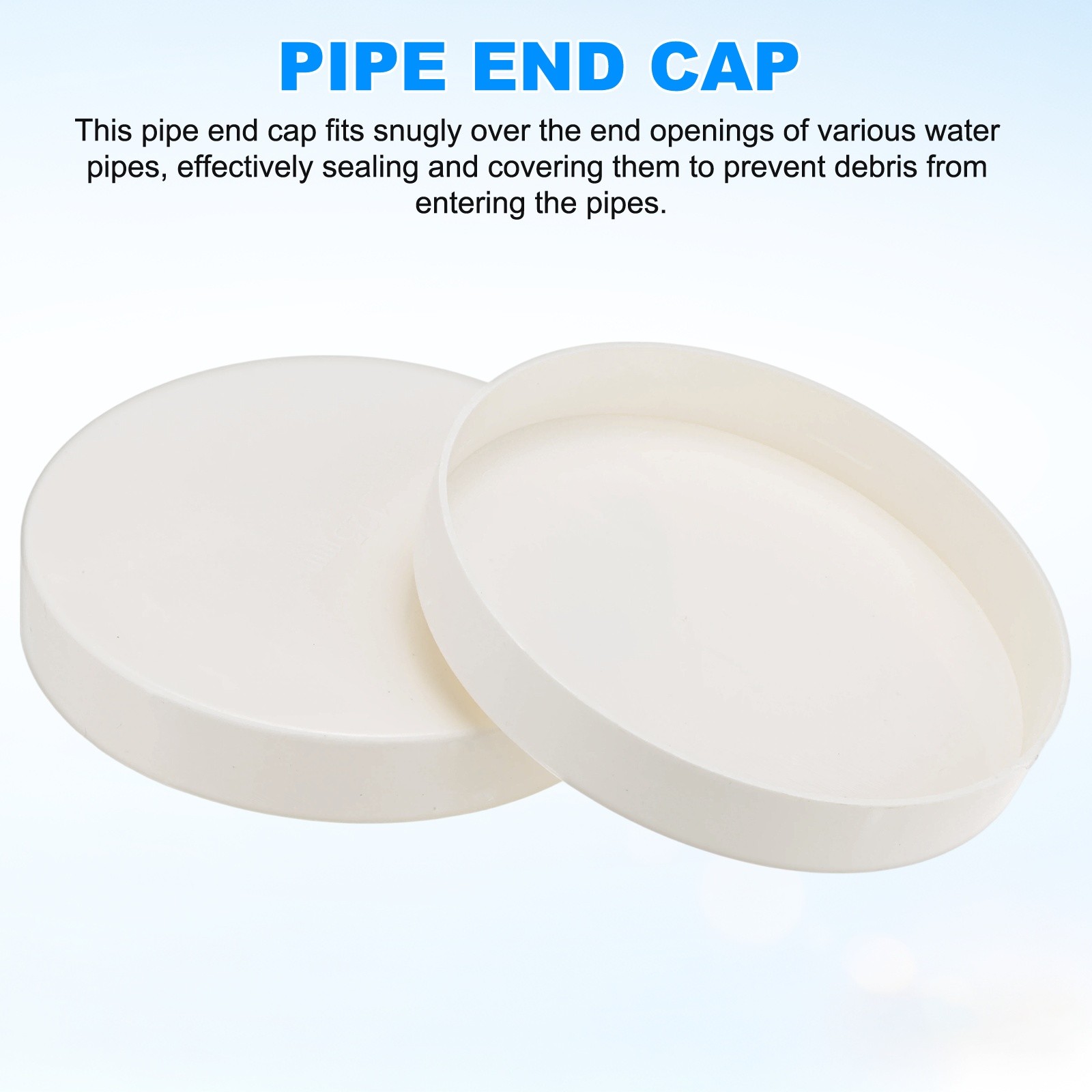 10-Pack PVC Pipe End Cap Plug, 4.9 Inch PVC Plug Coupling Pipe Fitting Socket