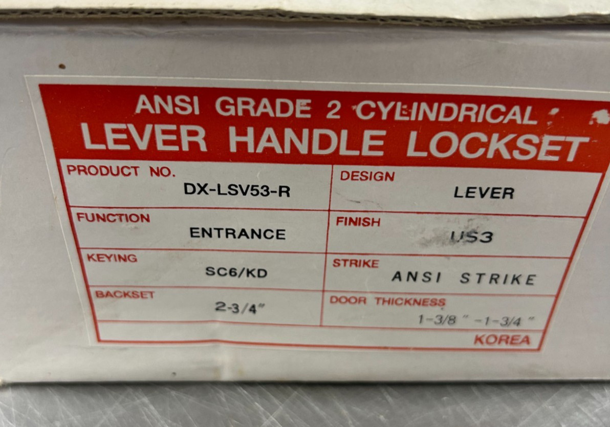 Barrier Free Lever Lockset ANSI DX-LSV53-R US3 Bright Brass Entrance