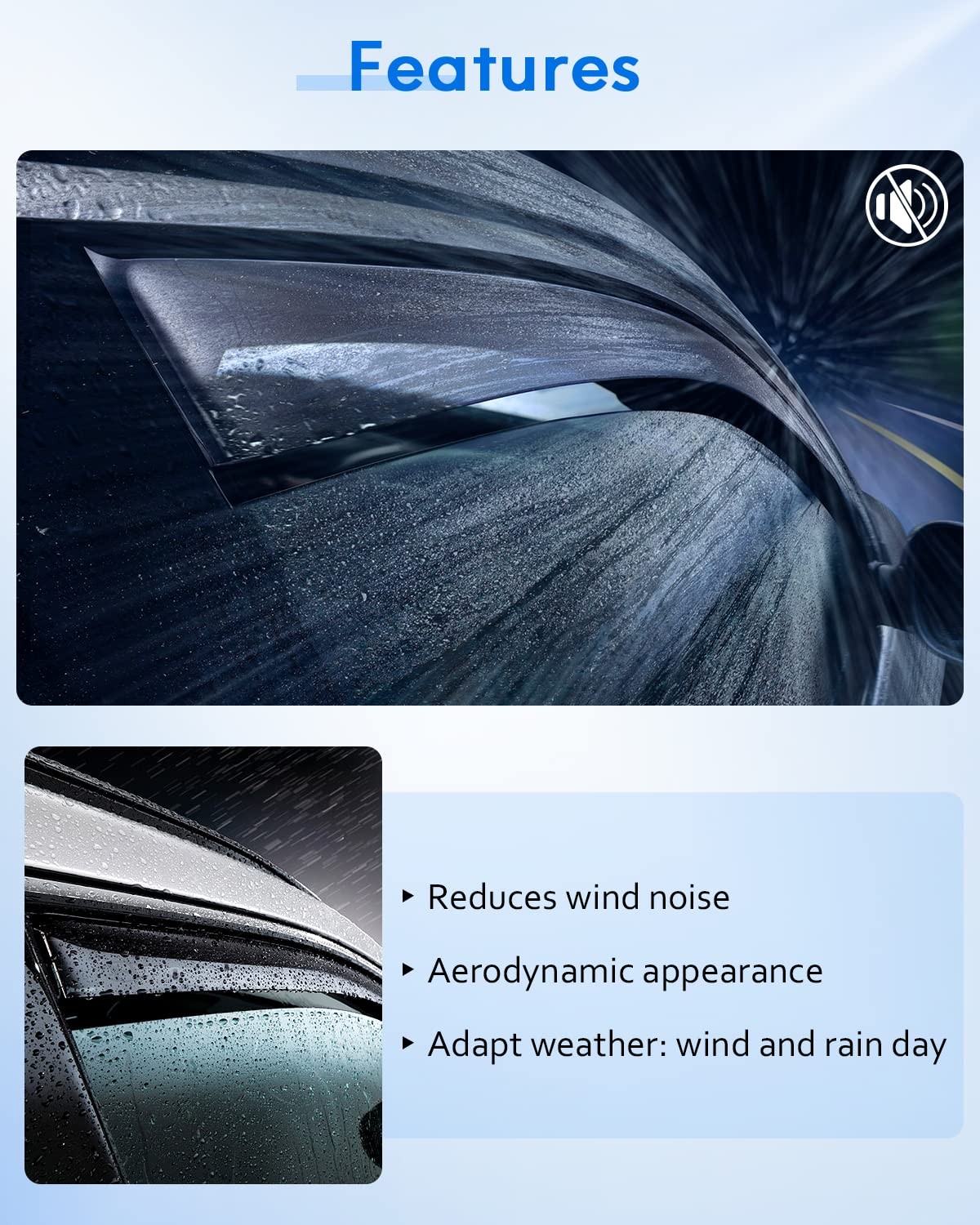 Dark Smoke Side Window Deflectors Rain Guards 4-Piece Set 09-13 Toyota Corolla