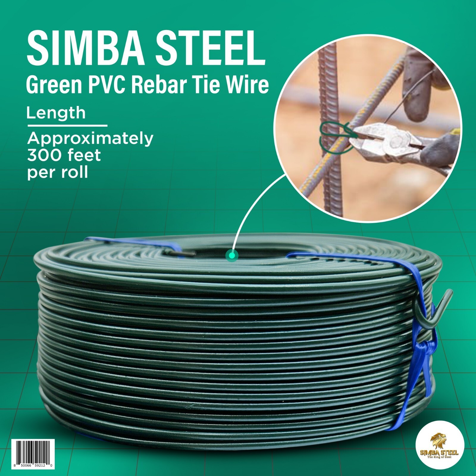 Green wire ties 10 rolls 3.0lb 16GA PVC coated tie wire heavy duty SIMBA STEEL