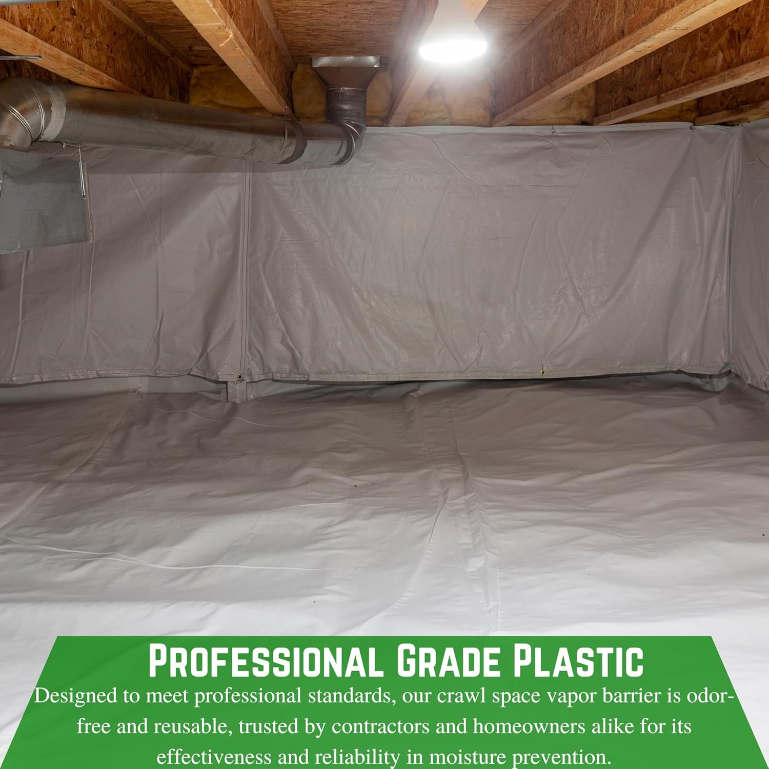 10 Mil Heavy Duty White Crawl Space Vapor Barrier – 20′ x 100′ Roll