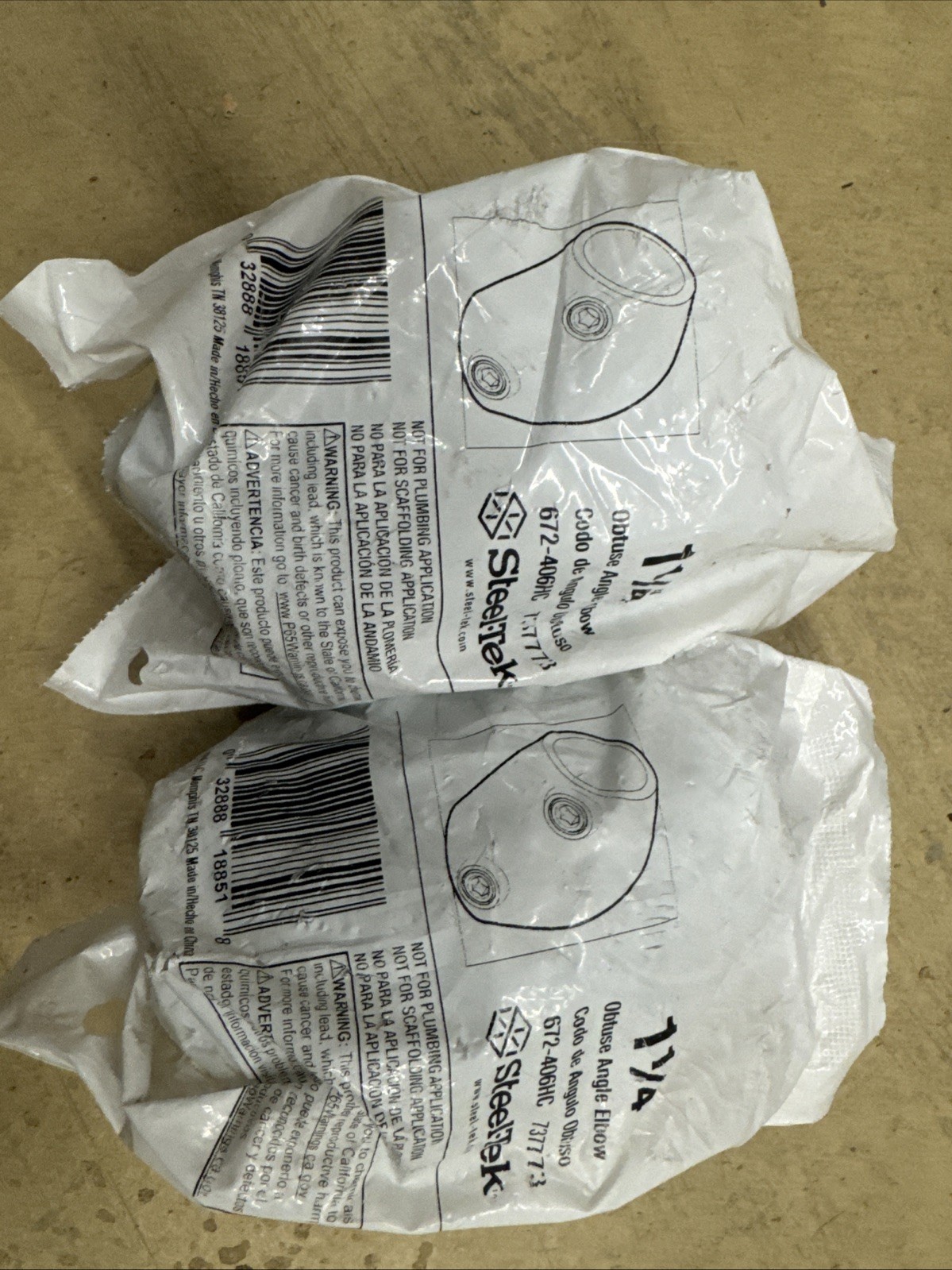 LOT OF 2 SteelTek 672-406HC 45-Deg Silver Galvanized Steel Obtuse Angle Elbow