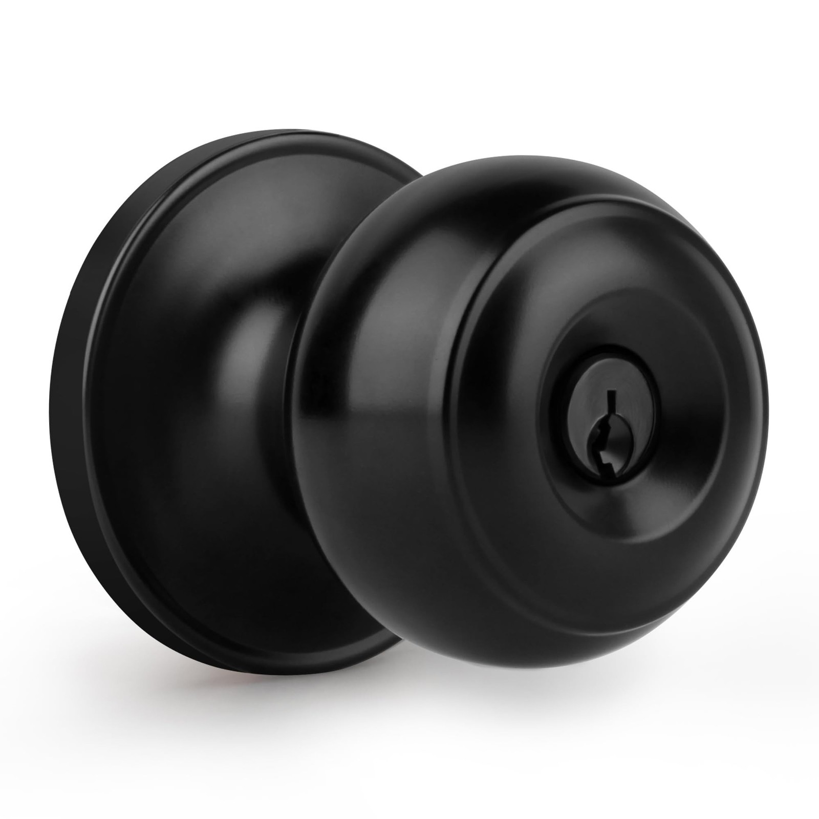 Keyed Entry Door Knob, Flat Ball Interior Door Knob with Lock, Round Exterior…