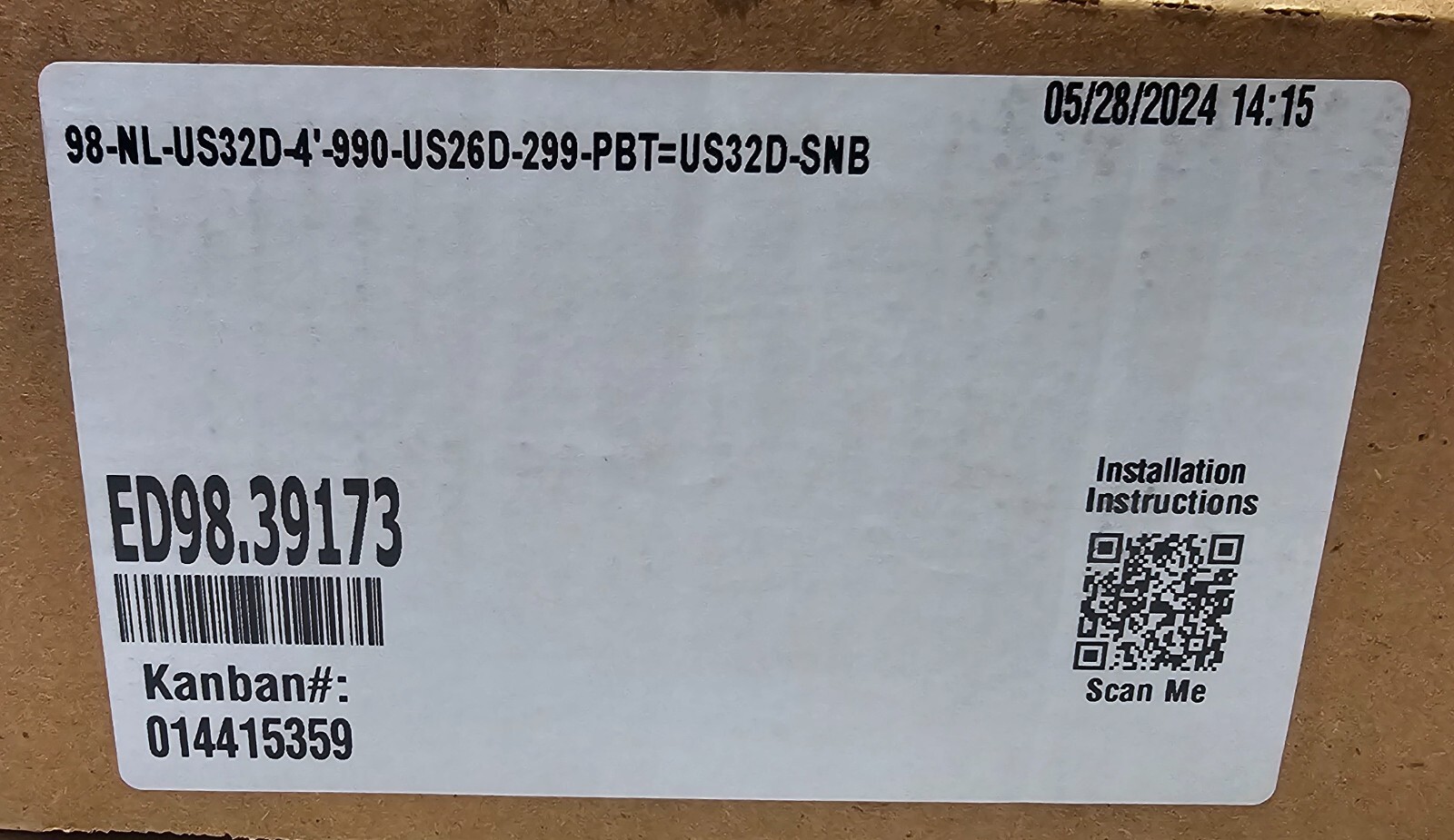 Von Duprin Exit Device – 98-NL-US32D-4′-990-US26D-299-PBT=US32D-SNB – ED98.39173