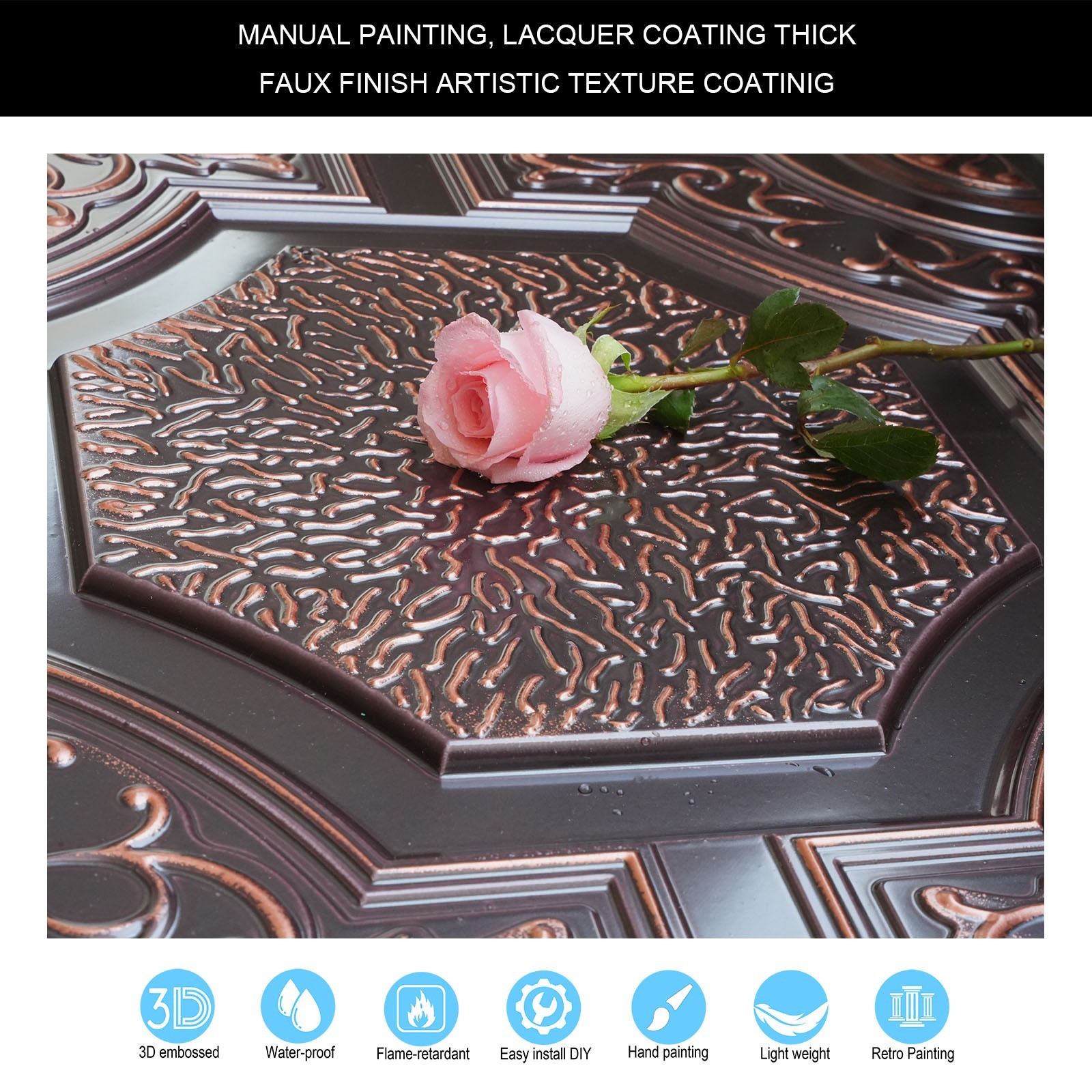 Village style ceiling tiles Decorative pvc panels for Restaurant PL02 10Pcs