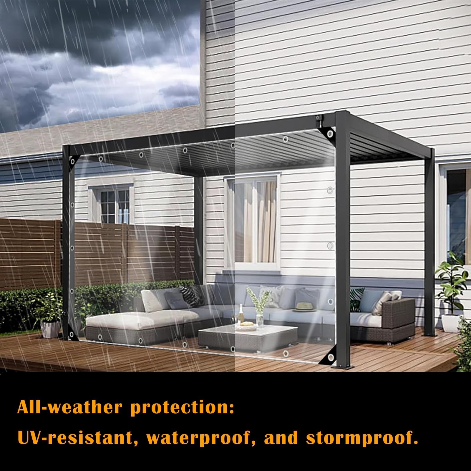 10 x 20 FT Clear Tarps, 14 Mil Clear Vinyl Tarp with Grommets – Heavy Duty Wa…
