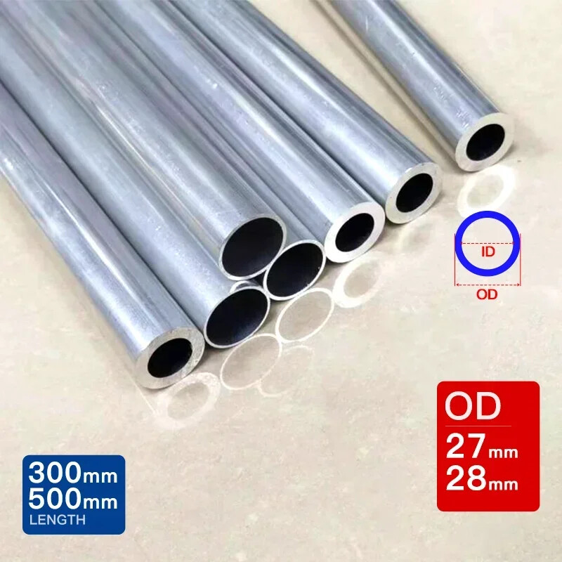 Aluminuim Tube Piping Hollow Straight Outer Diameter 27 28mm Length 300 500mm