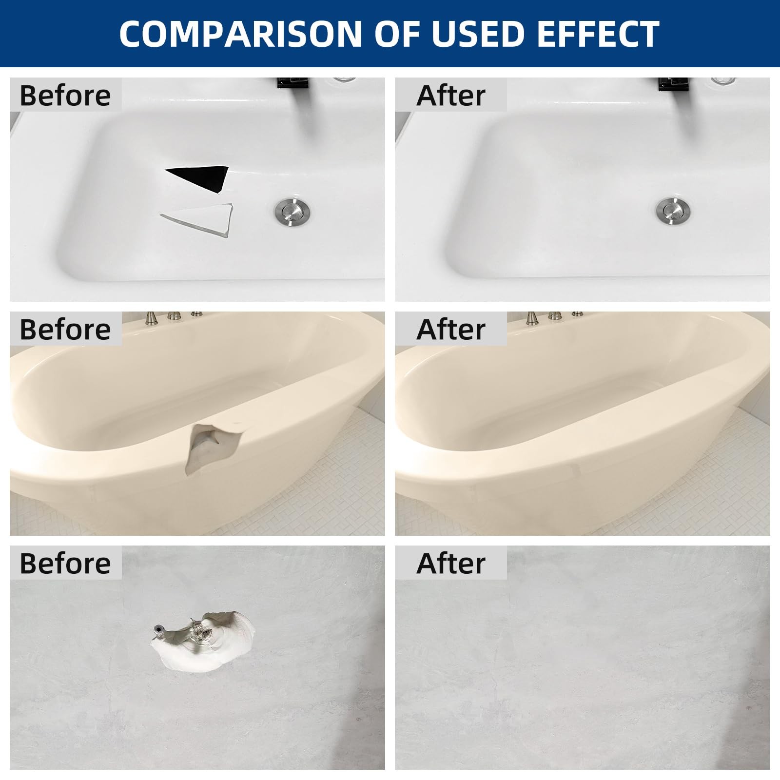 Tub and Fiberglass Shower Repair Kit White, 3.7oz Porcelain Tile Repair Kit, …