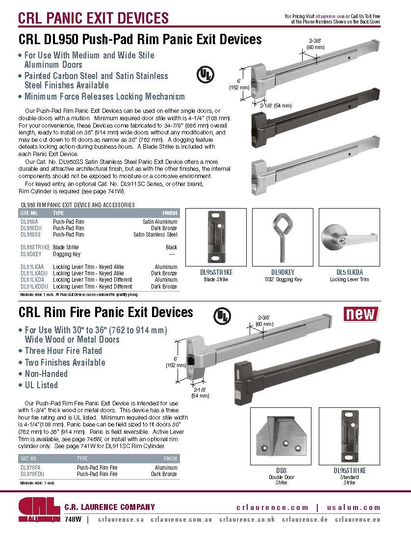 CRL DL950A Push Bar Panic Exit Device