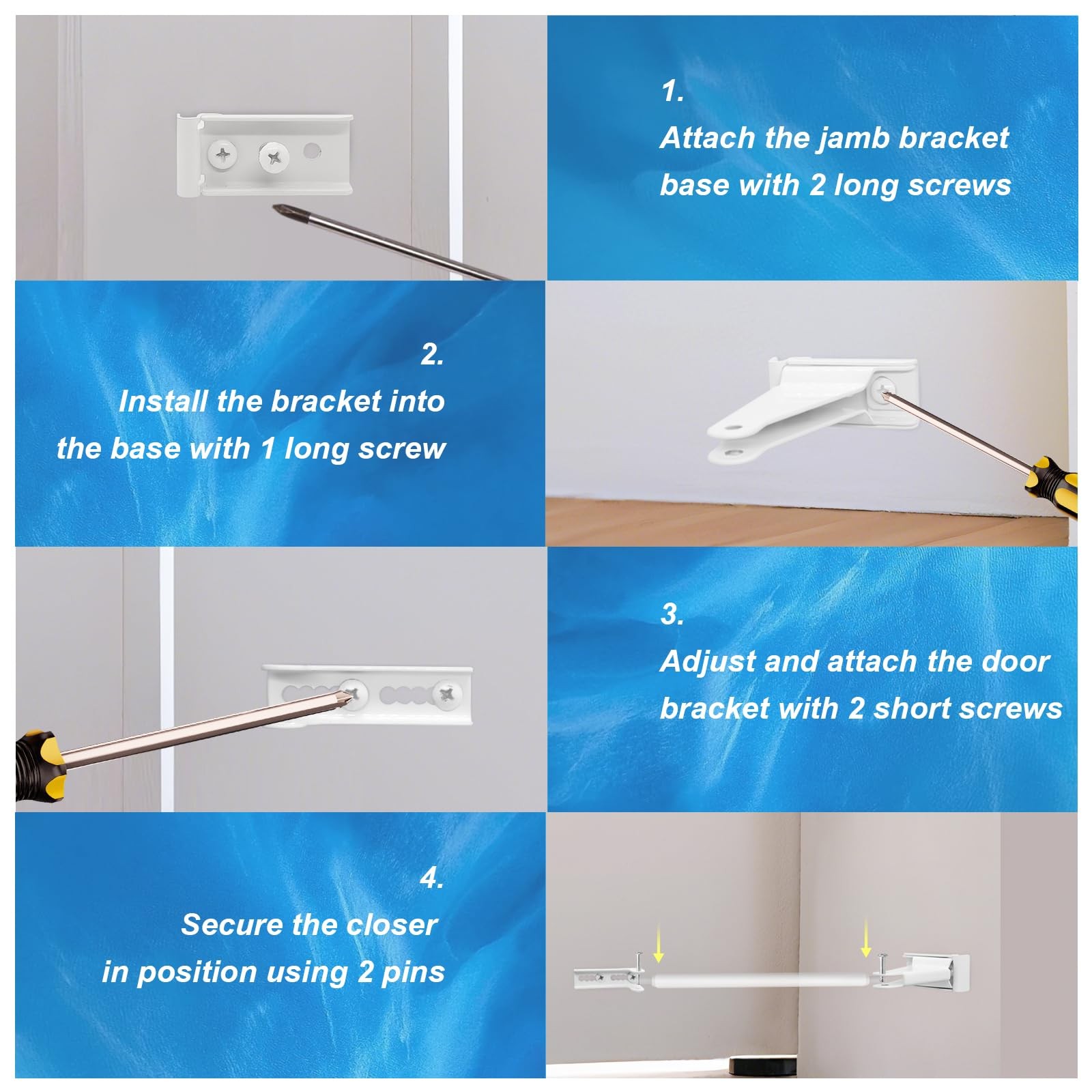 Reinforced Storm Door Closer Bracket Kit, Heavy-Duty Screen Door Closer Replacem