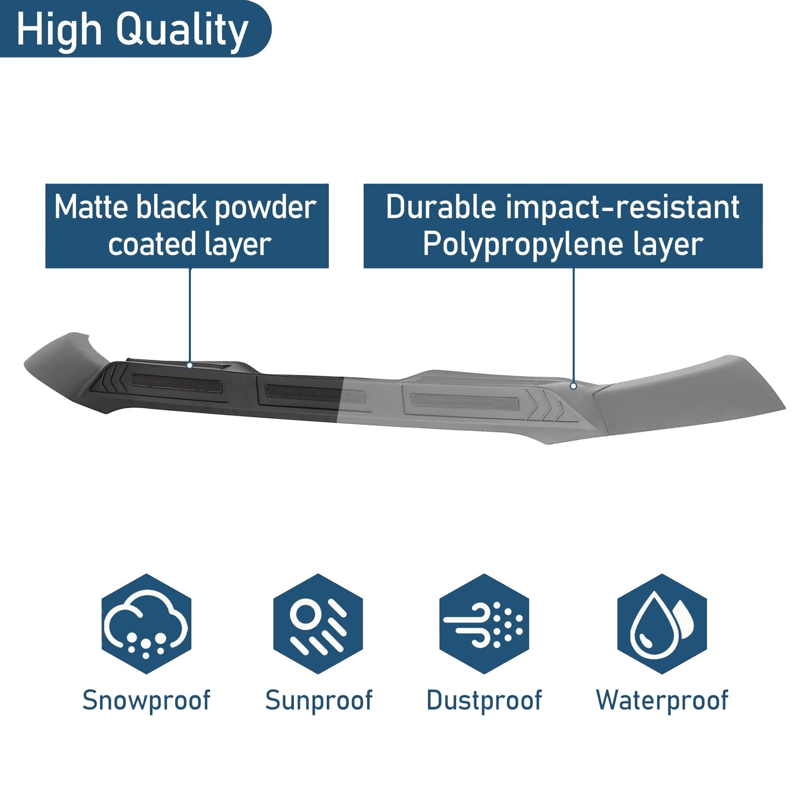 Ranger Hood Protector Bug Deflector Stone Guard with Amber Lights 2019-2023