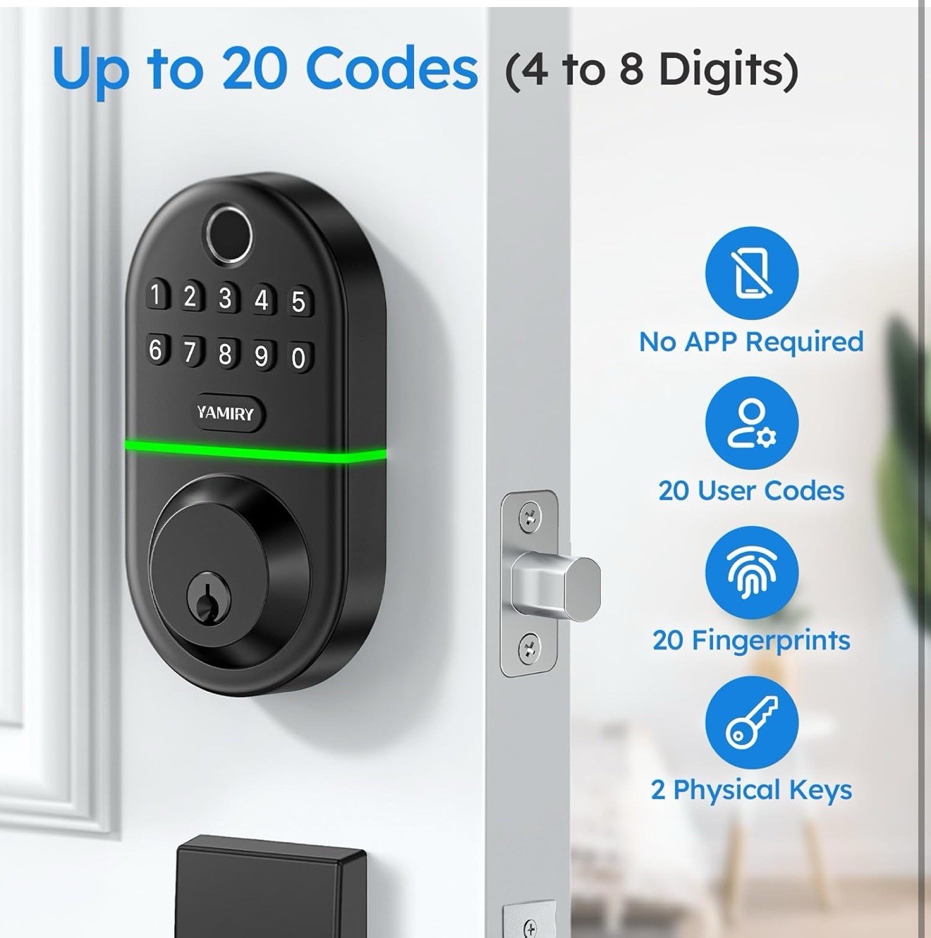 Yamiry Keypad Smart Door Knob Lock, Keyless Entry Lock for Matte Black
