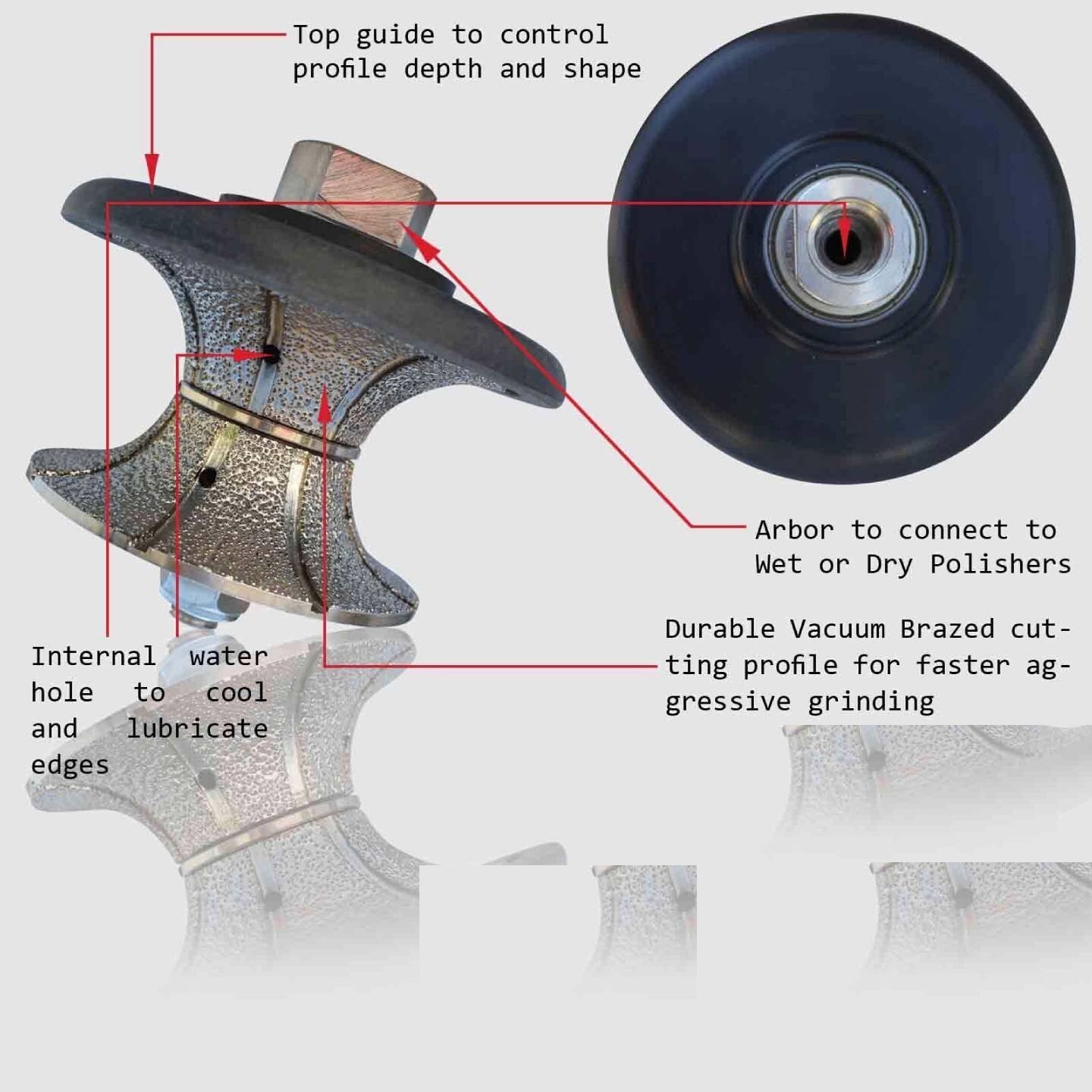3/8″ 1/2″ 3/4″ 1″ 1 1/4″ Full bullnose Profiler concrete Granite Marble shaping