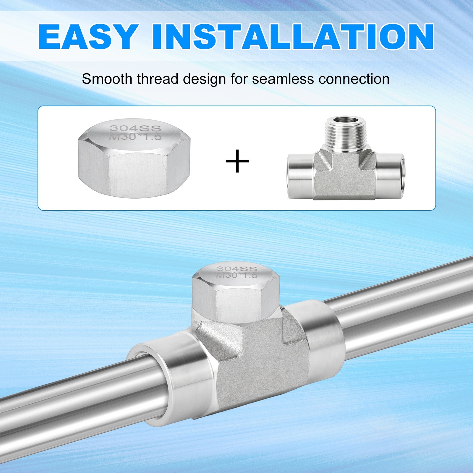 2-Pack Hex End Cap, M30*1.5 m Female Thread Pipe Fitting