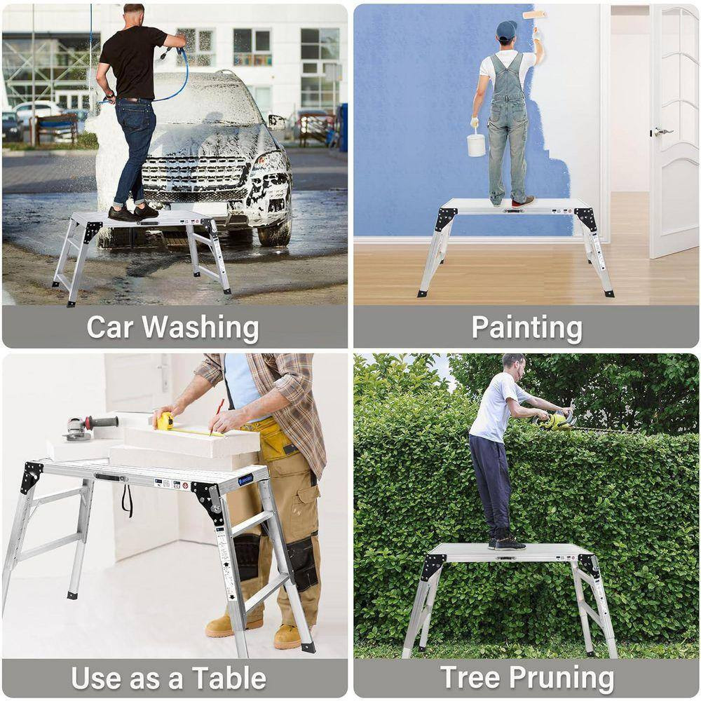 3.3 3 Ft. X 1.54 Ft. Aluminum Heavy-Duty Folding Work Platform with 7-Gear Adjus