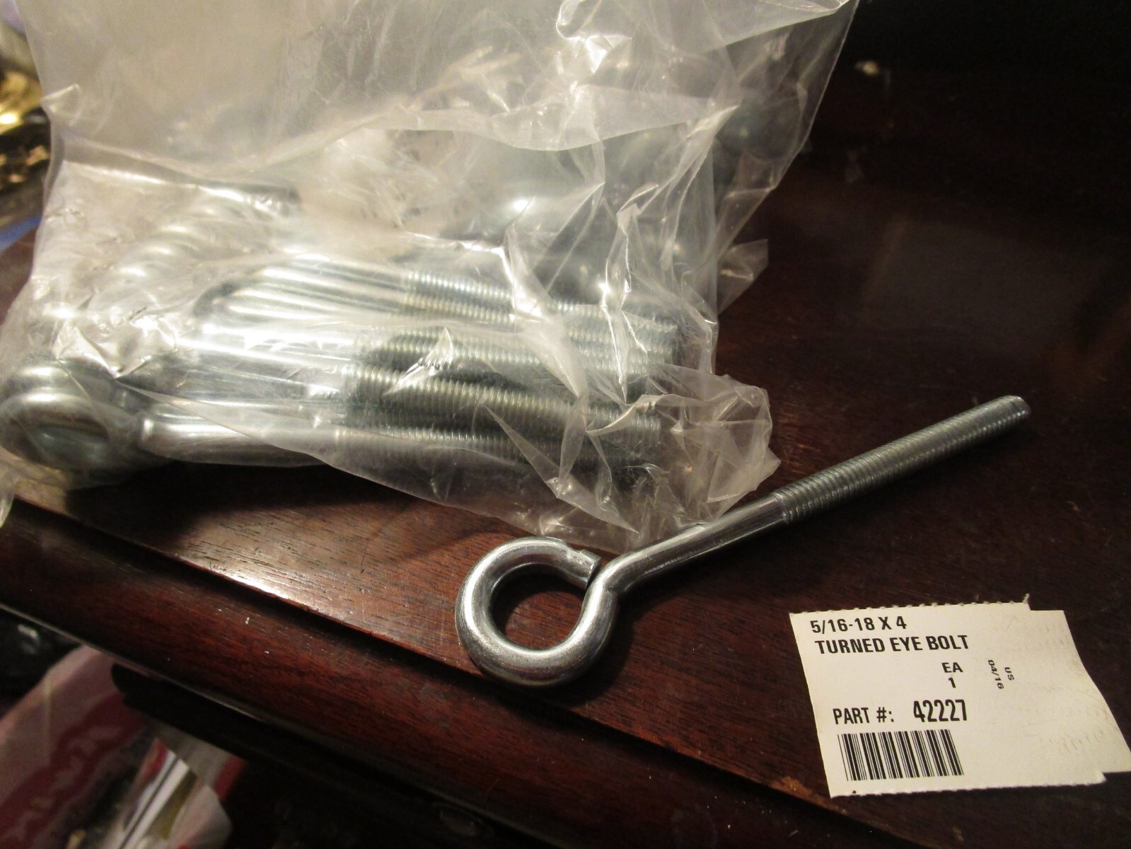 5/16″-18 x 4″ Shank L x 2-1/2″ Thread L x 5-1/8″ OAL Zinc Turned Eye Bolt QTY 10