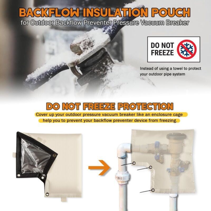 Backflow Preventer Pipe Insulated Cover for Outdoor Winter Freeze Protection