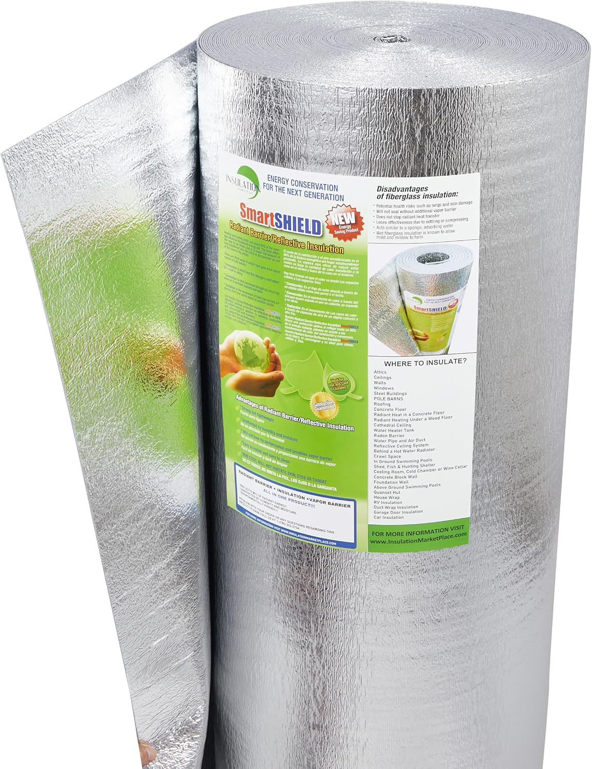 Smartshield -1.5Mm 48″ X200Ft Reflective Insulation Roll 800 Sq. Ft., Foam Core