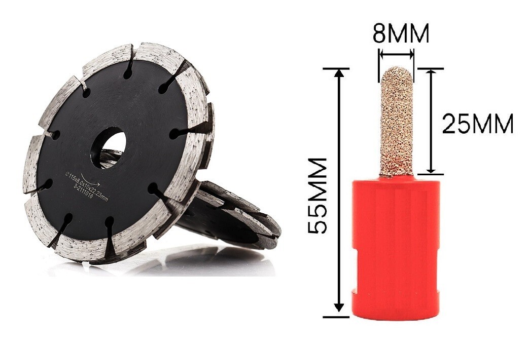 10 x 4.5″ Sandwich Tuck Point Blade & 6 brick stone cement concrete raking bit