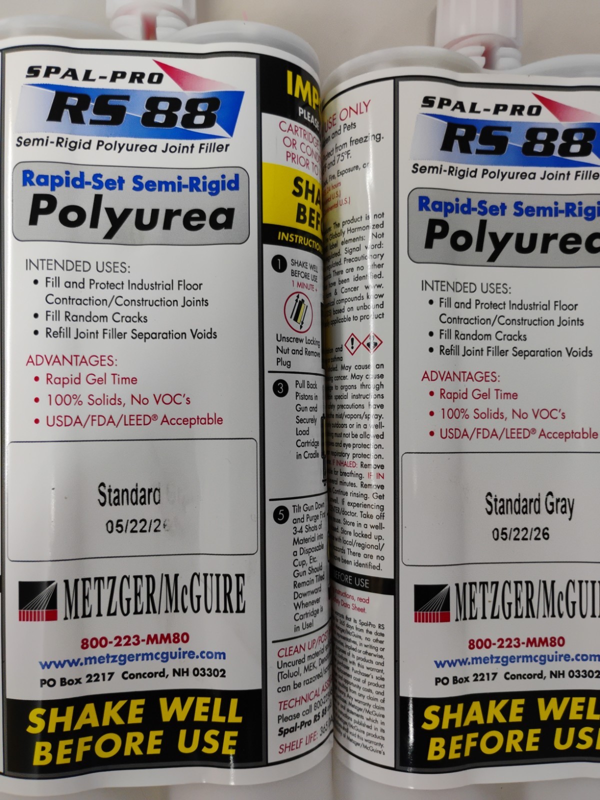 Metzger/McGuire Spal-Pro RS 88 Polyurea Joint Filler Std. Gray 05/22/26. (2-Lot)