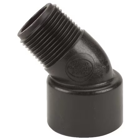 45 Degree Street Elbow, Polypropylene, 3/4″, Schedule 80, 300 Psi Max Pressure,