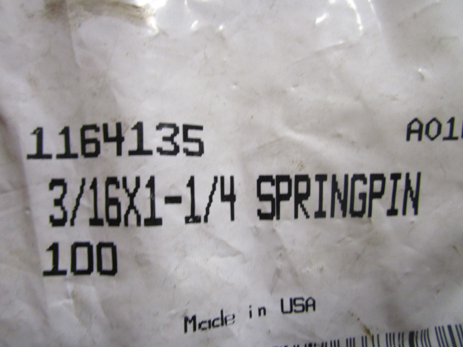 3/16″ X 1-1/4″ PLAIN FINISH STEEL SLOTTED SPRING PIN QTY 100