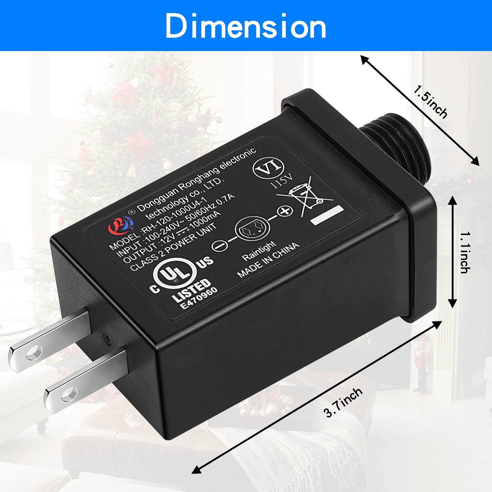 Replacement Yard Inflatable Adapter – 1A Transformer US Plug for Black