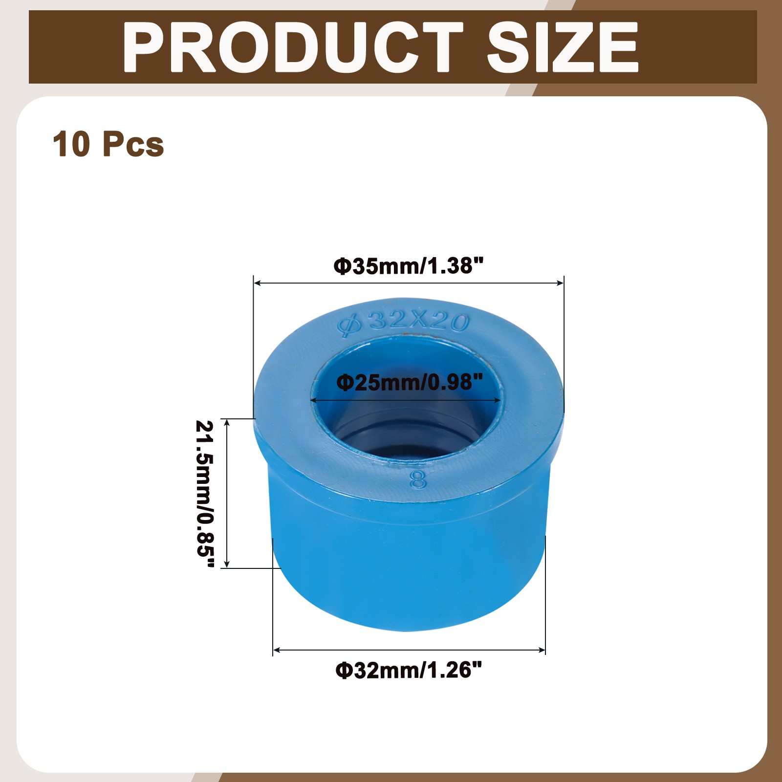 10 Pcs PVC DWV Reducer Bushing 1″ x 3/4″ (Socket x Socket) Connector Blue
