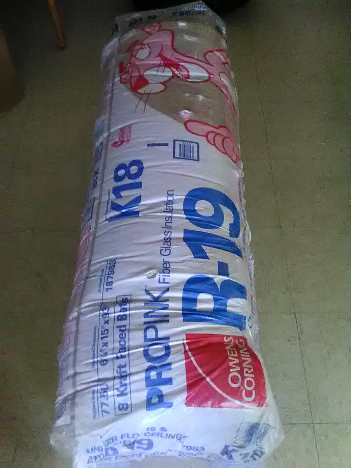Owens Corning Fiberglass Faced Insulation 15″ X 93″ L R19 77.50 Sq. Ft. Batts