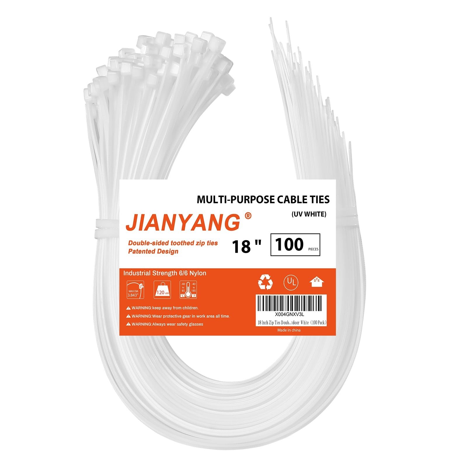18 Inch Zip Ties Double Sided Toothed,120 LBS Tensile Strength Heavy Duty Cab…