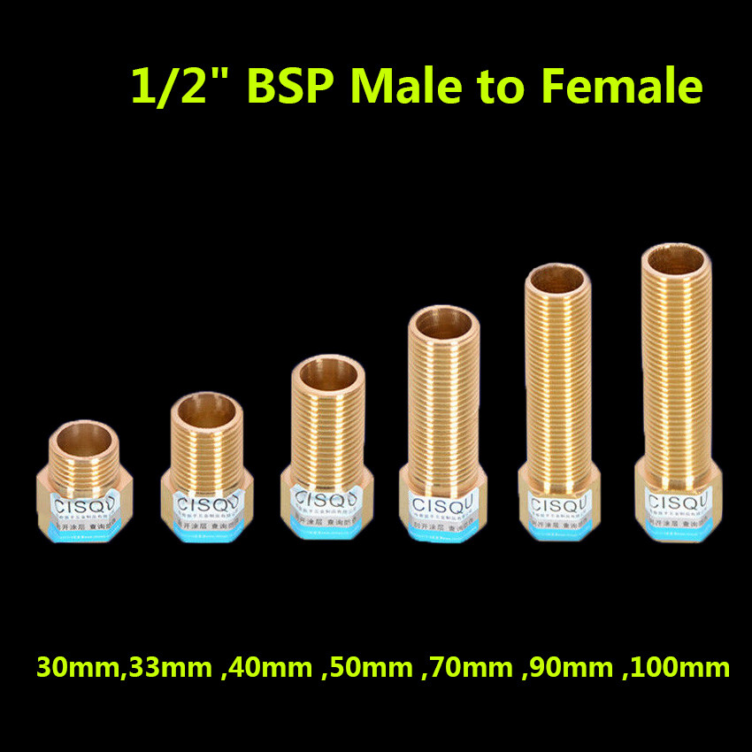 Brass 1/2″ BSP Male to Female Thread Extension Nipple Adapter Connector Fittings