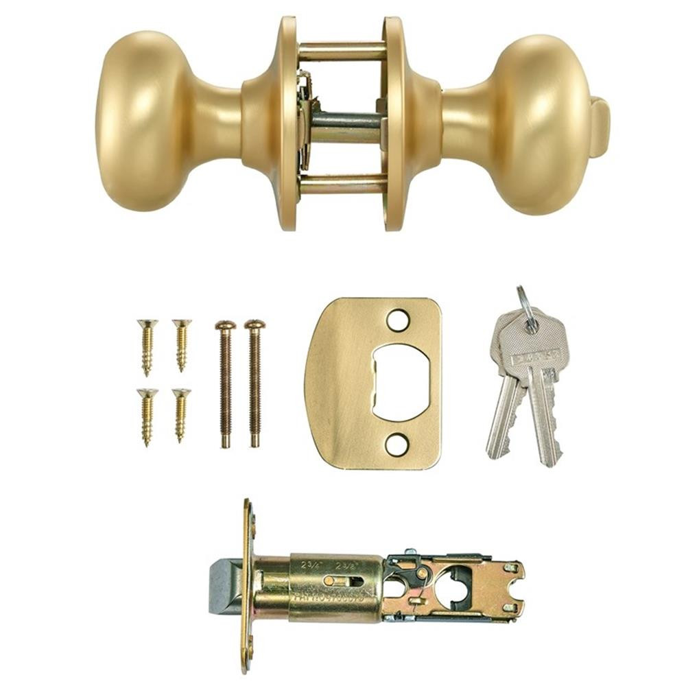 Design House Cambridge Keyed Entry Brass Door Knob in Satin Gold