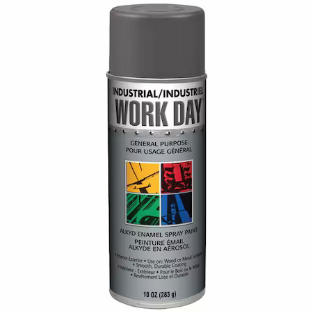 Work Day A04420007 Spray Paint, Dark Gray, Gloss, Solvent, 10 Oz
