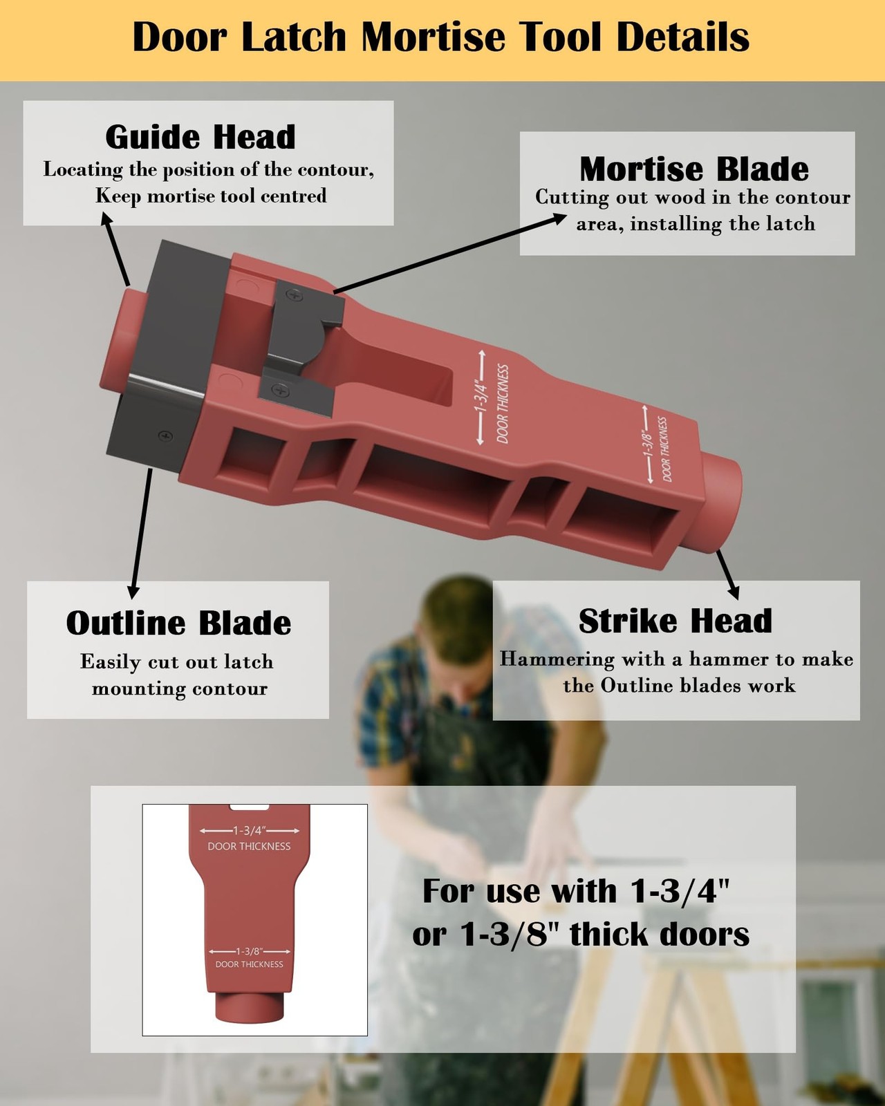 Door Latch Mortise Tool, Door Latch Installation Kit Help Remove Material to …