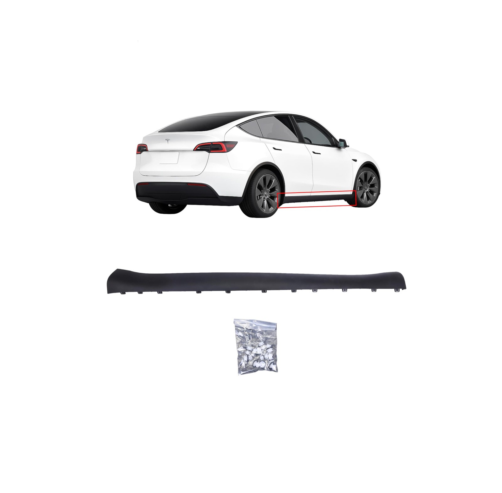 Right Passenger Side Rocker Molding Skirt Tesla Model Y 2020-2022 1497744-00-B