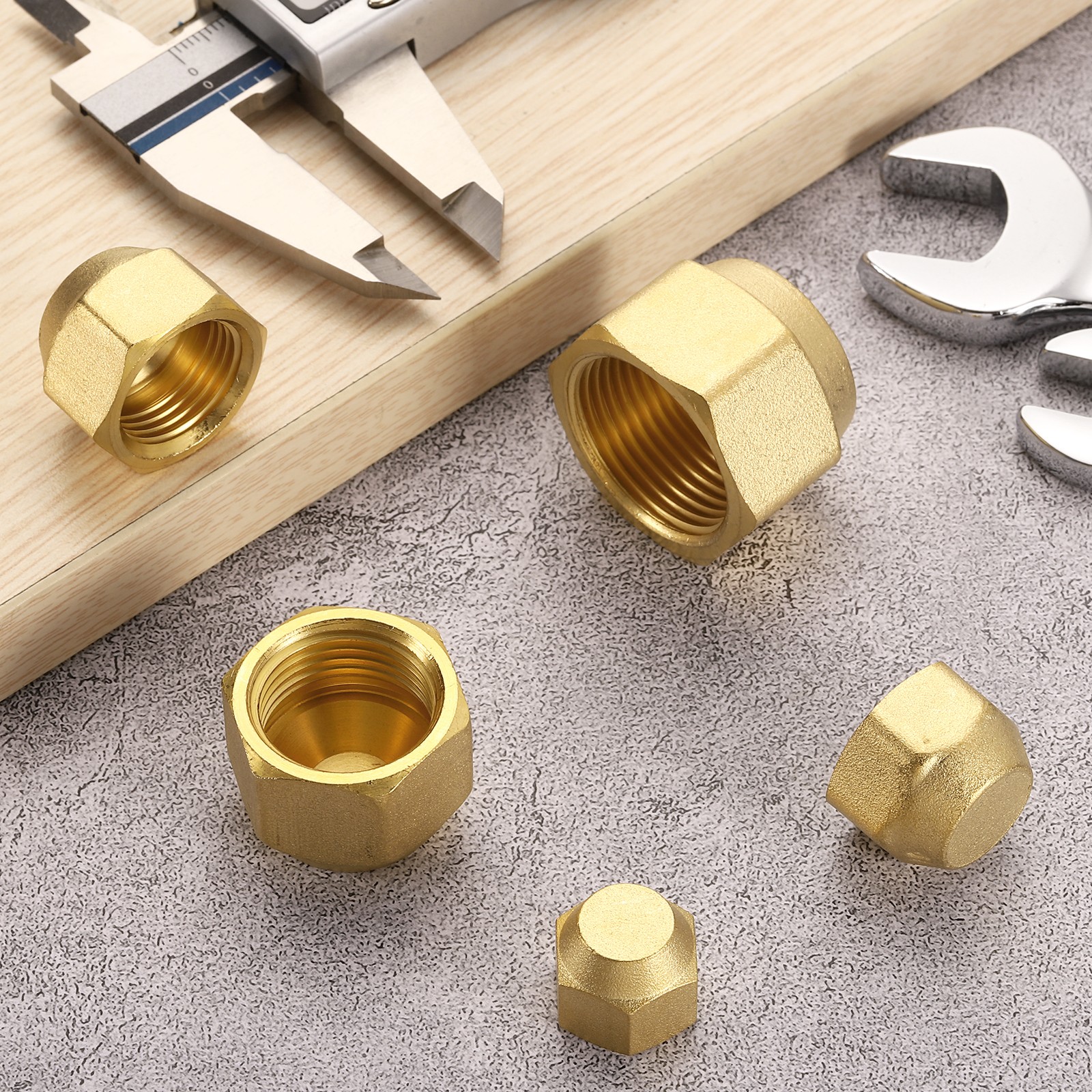 2Pcs 1/4″ Tube OD Brass Flare Cap 7/16″-20 UNF Female Thread SAE Pipe Fitting