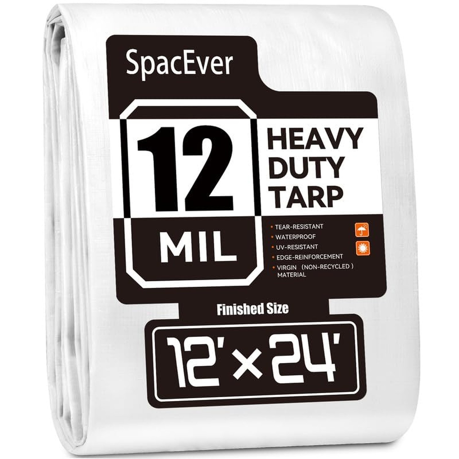 Tarp Heavy Duty 12×24 FT, 12 Mil Thick Large Tarps Water-Proof with Grommets,…