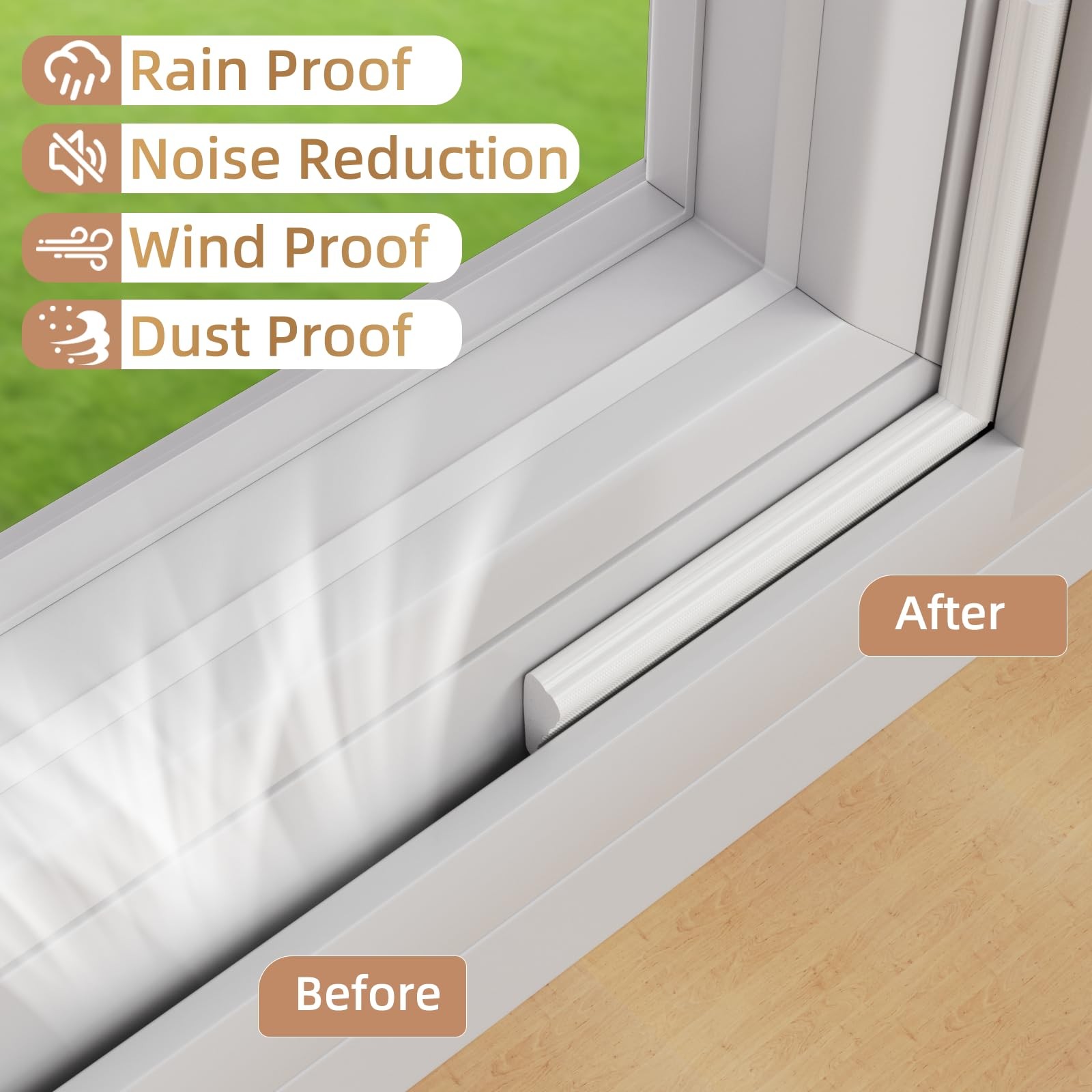 196” Wedge-Shape Foam Window Weather Stripping Door Seal 196″, White