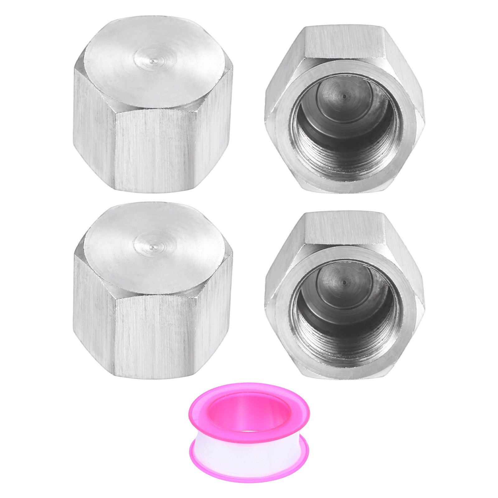 4-Pack Hex End Cap, 3/8 Inch NPT Female Thread Pipe Fitting