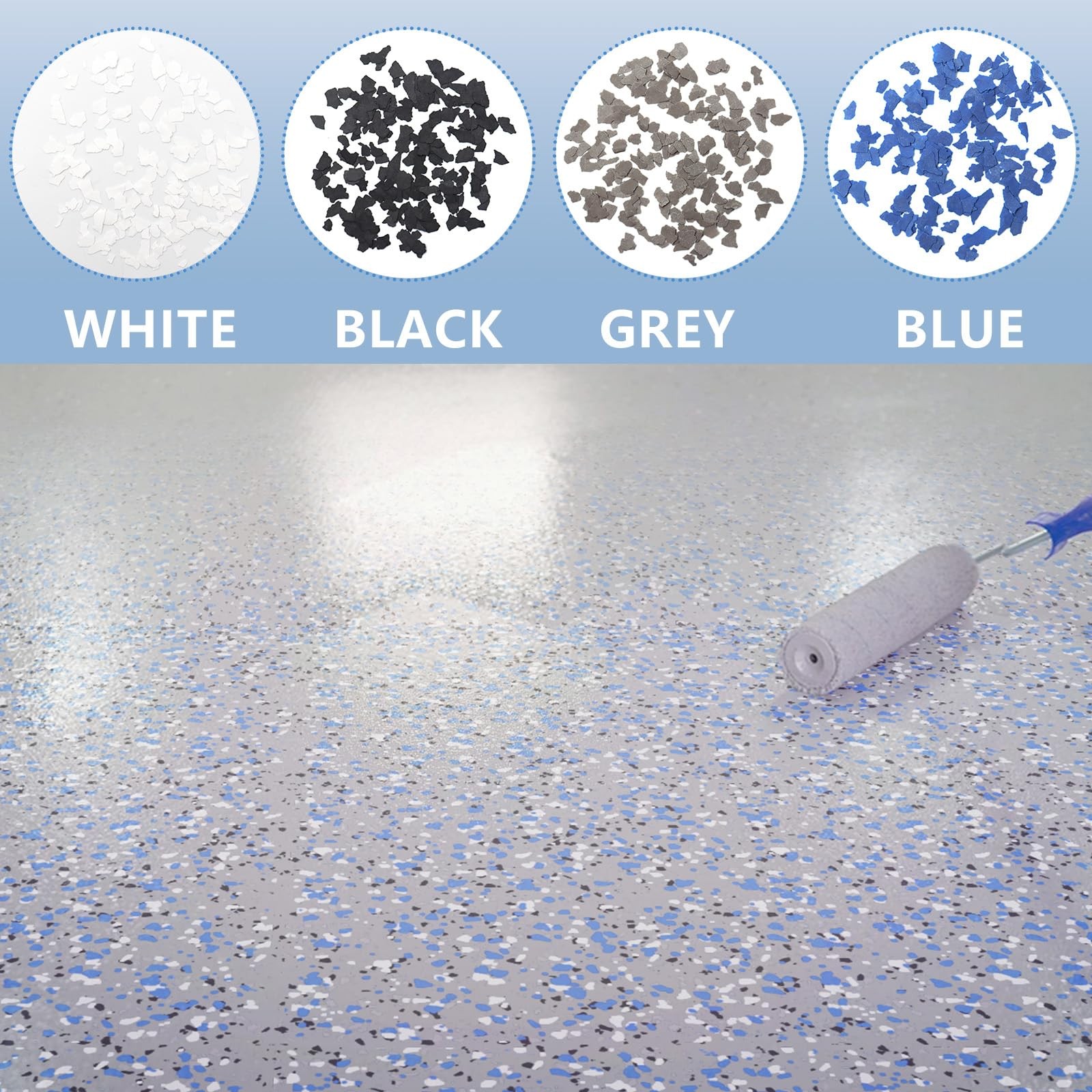 Kaoer Epoxy Floor Flakes，454g/ 1Lb Blend Decorative Color Chips 1LB, Blue